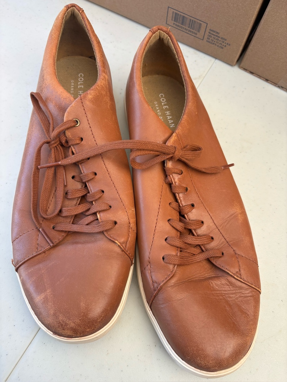 2 pair Cole Haan Men’s Leather Casual Sneakers - Brown & Black 13M